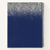 Cookbook Recipe Silver Navy Blue Glitter Monogram Notitieboek (Achterkant)