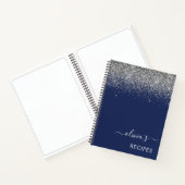 Cookbook Recipe Silver Navy Blue Glitter Monogram Notitieboek (Binnen)