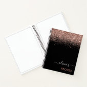Cookbook Roos Gold Pink Black Glitter Monogram Notitieboek (Binnen)