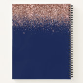 Cookbook Roos Gold Pink Navy Blue Glitter Monogram Notitieboek (Achterkant)