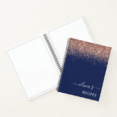 Cookbook Roos Gold Pink Navy Blue Glitter Monogram Notitieboek (Binnen)