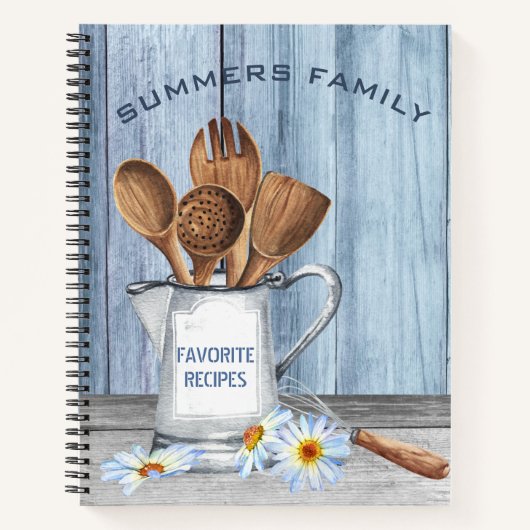 Cookbook Waterverf Ontvangt gereedschap Hout Daisy Notitieboek (Voorkant)