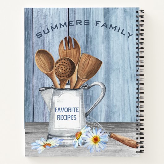 Cookbook Waterverf Ontvangt gereedschap Hout Daisy Notitieboek (Achterkant)