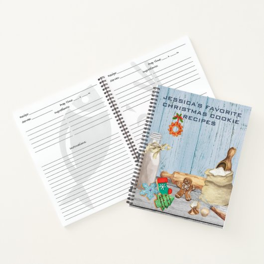 Cookbook Waterverf Ontvangt kerstkookbakken Notitieboek (Binnen)