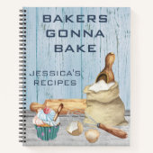 Cookbook Waterverf Recipes Baking Bake Monogram Notitieboek (Voorkant)