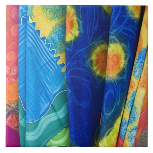 Cookeilanden, Rarotonga. Batik cloth Punanga Nui Tegeltje (Voorkant)