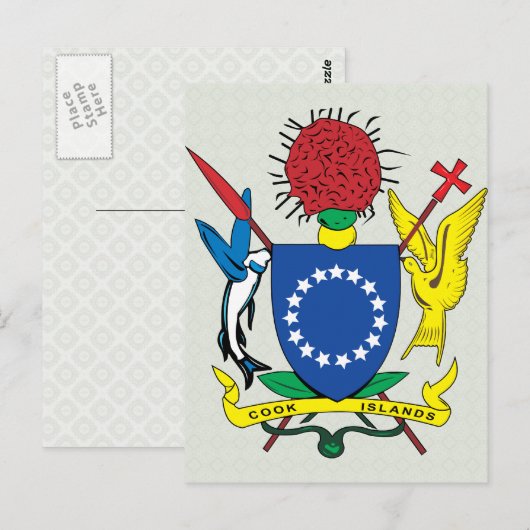 Cookeilanden wapendeklaag briefkaart (Voorkant / Achterkant)