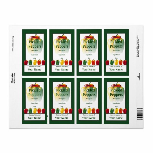 Cooketiket met geplukte paprika's etiket (Full Sheet)