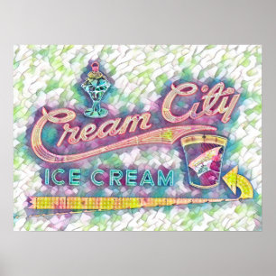 Cookeville, TN Cream City Neon Sign Waterverf Poster