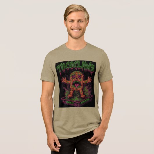 Cookie Apoolayipse Giftige Mutant Monster Retro Ho Tri-Blend Shirt (Voorkant volledig)