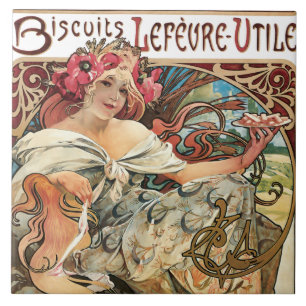 Cookie Art Nouveau Advertisement Alphonse Mucha Tegeltje