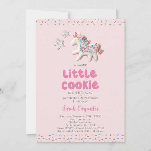 Cookie Baby Shower Meisje Kaart (Voorkant)