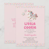 Cookie Baby Shower Meisje Kaart (Voorkant / Achterkant)