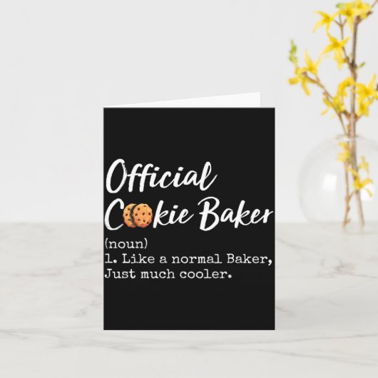 Cookie Baker Definition Funny Christmas Baking  Kaart (Gele Bloem)
