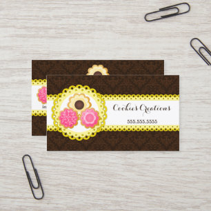 Cookie Bakery Damask Scalloped Border Visitekaartje
