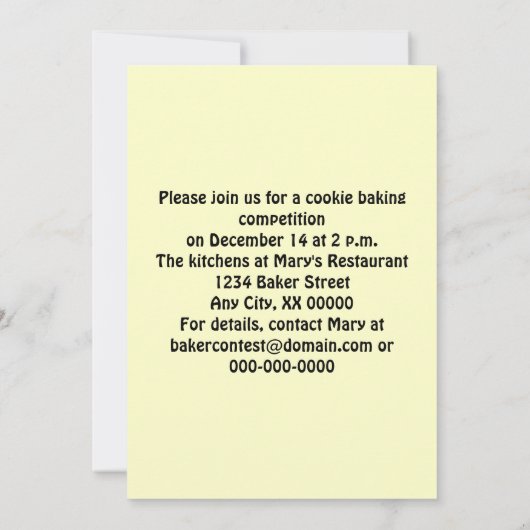 Cookie Baking Competition Kaart (Achterkant)