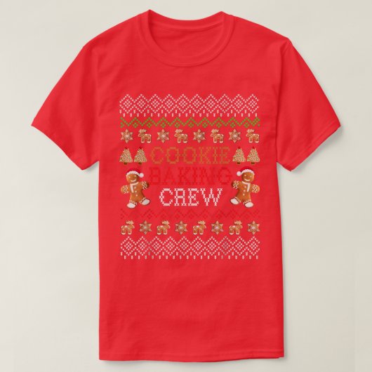 Cookie Baking Crech-kerstfamilie Gingerbrood T T-shirt (Design voorkant)