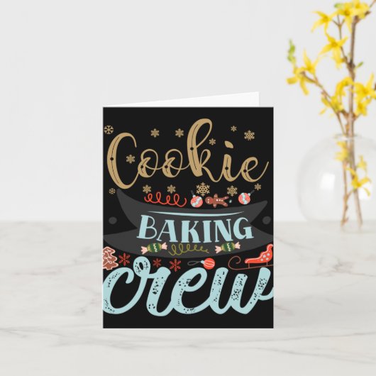 Cookie Baking Crew Christmas Holiday Family T Shir Kaart (Gele Bloem)