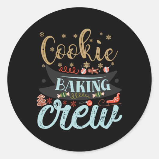 Cookie Baking Crew Christmas Holiday Family T Shir Ronde Sticker (Voorkant)