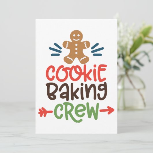 Cookie baking crew christmas kaart (Staand voorkant)