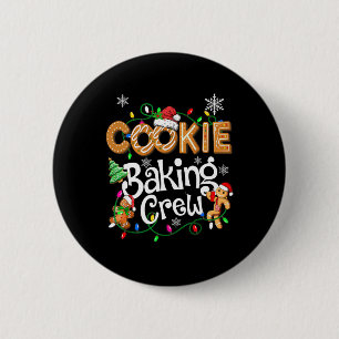 Cookie Baking Crew Cooking Lover Santa Xmas Ginger Ronde Button 5,7 Cm