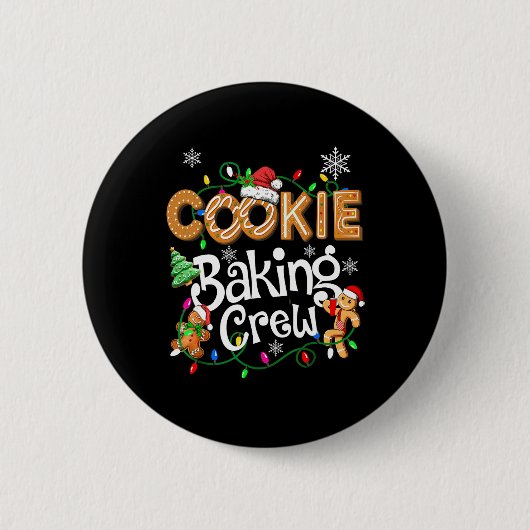 Cookie Baking Crew Cooking Lover Santa Xmas Ginger Ronde Button 5,7 Cm (Voorkant)