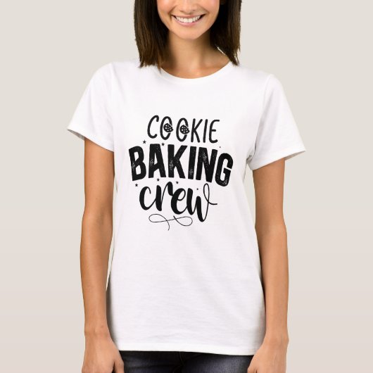 Cookie Baking Crew Eenvoudige Typografie Kerstmis T-shirt (Voorkant)