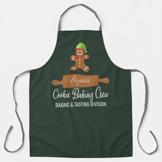 Cookie Baking Crew Funny Green Kerstmis Schort (Voorkant)