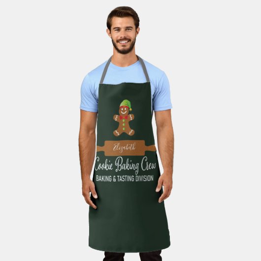 Cookie Baking Crew Funny Green Kerstmis Schort (Gedragen)