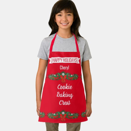 Cookie Baking Crew - gepersonaliseerd rood Schort (Insitu)