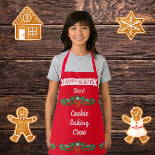 Cookie Baking Crew - gepersonaliseerd rood Schort