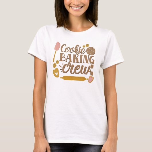 Cookie Baking Crew-gereedschap kerstwit T-shirt (Voorkant)