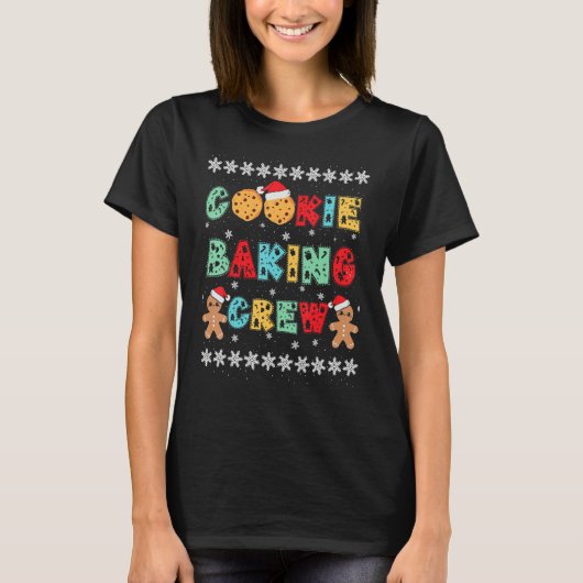 Cookie Baking Crew Gingerbread Men With Xmas Hats T-shirt (Voorkant)