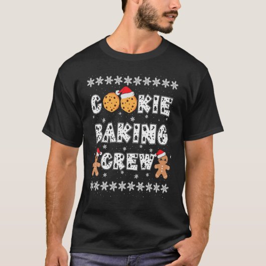 Cookie Baking Crew Gingerbread Men With Xmas Hats  T-shirt (Voorkant)