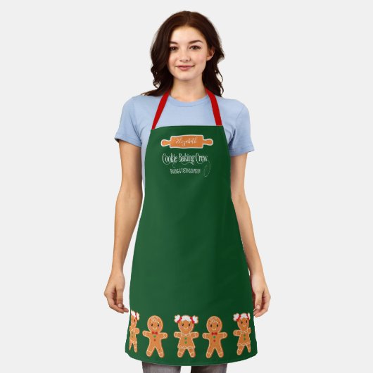 Cookie Baking Crew Gingerbread Monogram Bakken Schort (Gedragen)