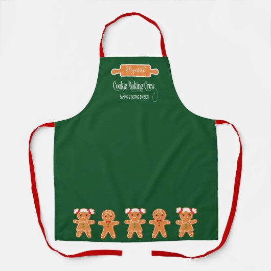 Cookie Baking Crew Gingerbread Monogram Bakken Schort (Voorkant)