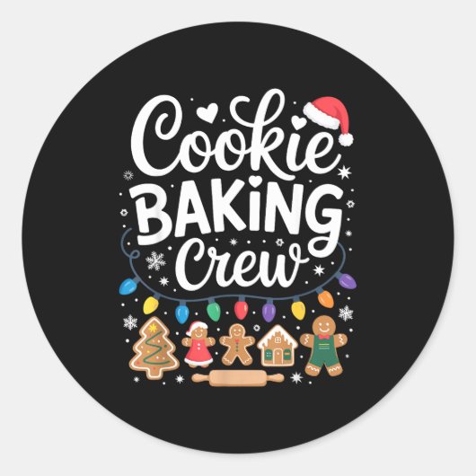 Cookie Baking Crew Holiday Squad Gingerbread Chris Ronde Sticker (Voorkant)