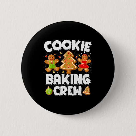 Cookie Baking Crew Kerst Gingerbread Team Squa Ronde Button 5,7 Cm (Voorkant)