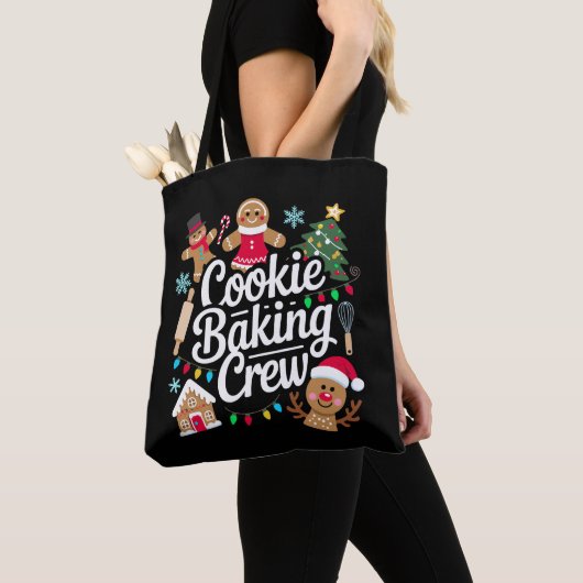 Cookie Baking Crew Kerstman Gebak Reindeer Tote Bag (Dichtbij)