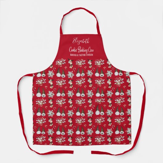 Cookie Baking Crew Monogrammed Kerstappron Schort (Voorkant)