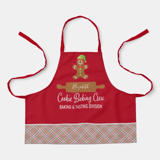 Cookie Baking Crew Red Pset met kerstgeschut Schort (Voorkant)