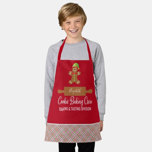 Cookie Baking Crew Red Pset met kerstgeschut Schort (Gedragen)