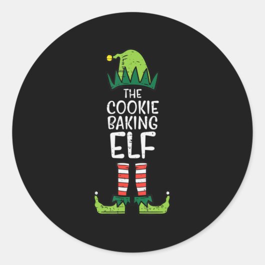 Cookie Baking Elf Xmas beroemde kerstpyjama's Ronde Sticker (Voorkant)