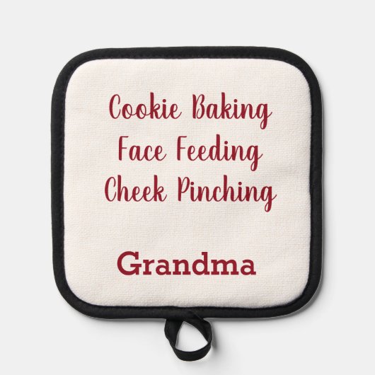 Cookie Baking Face Feeding Cheek Pinching Grandma Pannenlap (Voorkant)