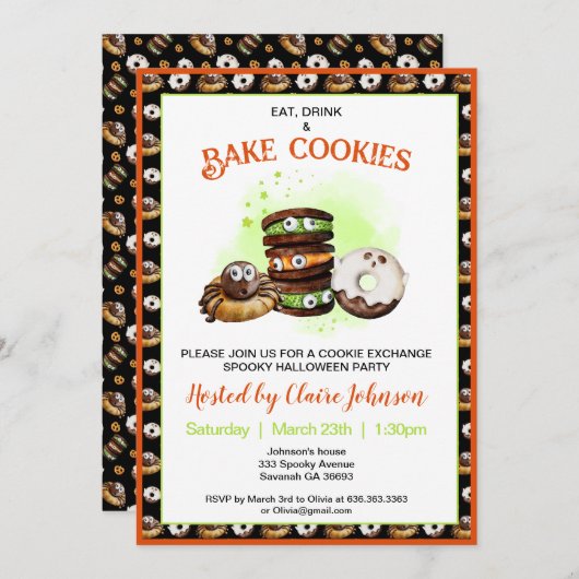 Cookie Baking Halloween Feestuitnodiging Kaart (Voorkant / Achterkant)