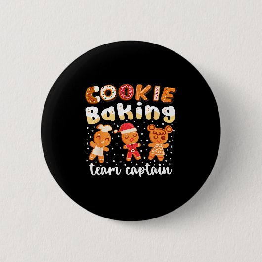 Cookie Baking Team Captain Christmas Gingerbread F Ronde Button 5,7 Cm (Voorkant)