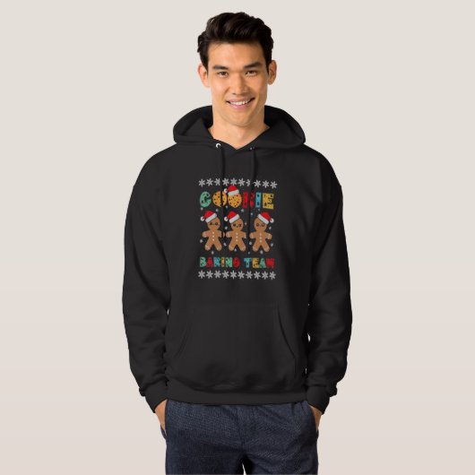 Cookie Baking Team Gingerbread Men with Xmas Hats  Hoodie (Voorkant volledig)