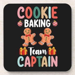 Cookie Baking Team Kapitein Familie Kerstmis Bier Onderzetter