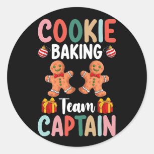 Cookie Baking Team Kapitein Familie Kerstmis Ronde Sticker