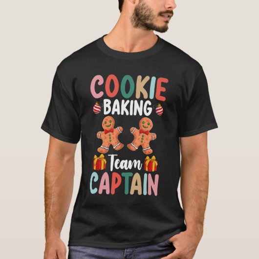 Cookie Baking Team Kapitein Familie Kerstmis T-shirt (Voorkant)